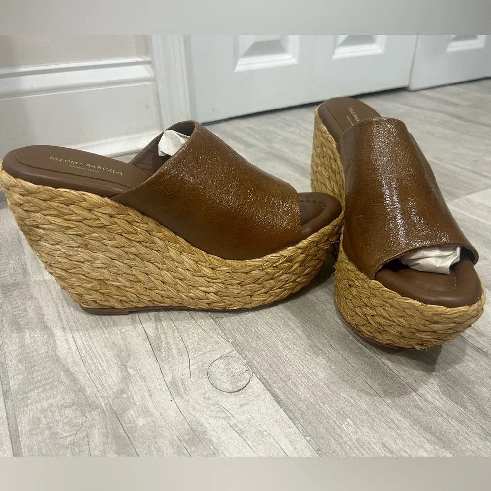 Paloma Barcelo Sz 41/10.5 Woven Platform Wedge Espadrilles Ritmo Jute